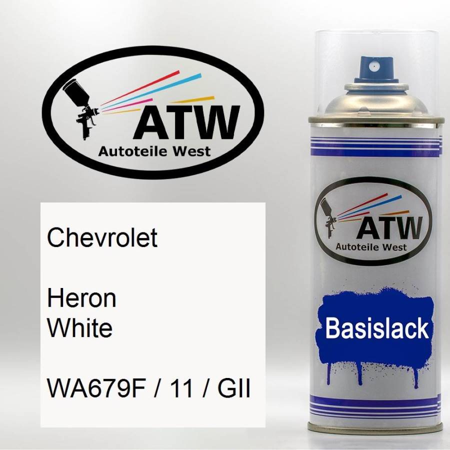 Chevrolet, Heron White, WA679F / 11 / GII: 400ml Sprühdose, von ATW Autoteile West.